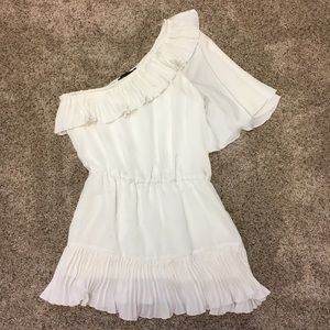 Boho One Shoulder Ivory Tiered Top